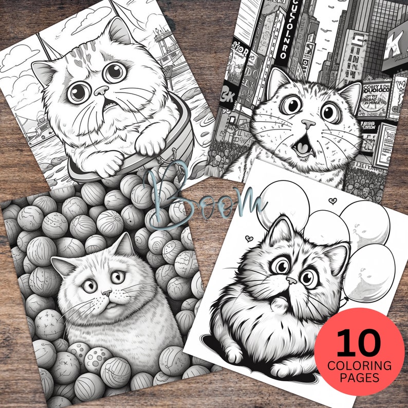 Scaredy Cats Coloring Pages for Kids Teens or Adults, Cats Coloring