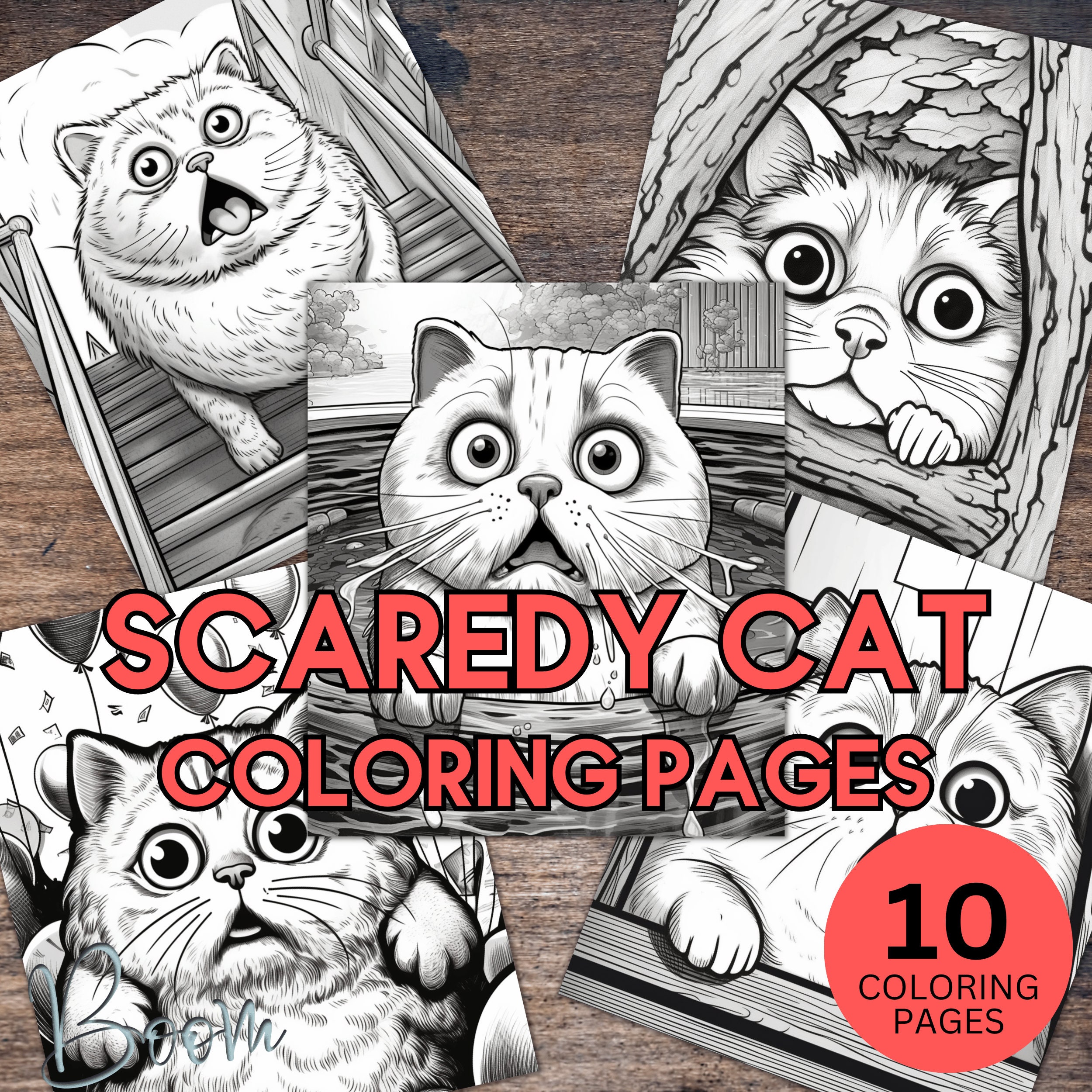 Scaredy Cats Coloring Pages for Kids Teens or Adults, Cats Coloring ...