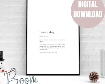 Printable Digital Download, Heart Dog Definition Print, Typography Print, Soul Dog Print, Love Print, Meaning Wall Print, Printable Wall Art