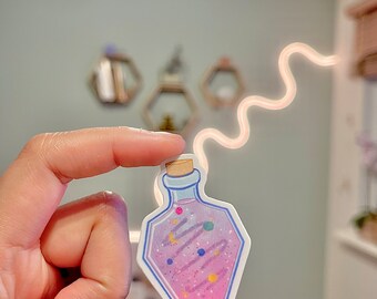 Matte sticker Magical Potion, pastelkleurige waterdichte sticker voor bekers
