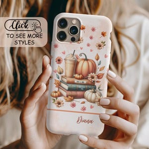 Personalized Book Lover Phone Case, Bookish iPhone 15 Pro Max Case, Custom Initial Name Reader Gift, Fall Bookworm Library iPhone cases gift