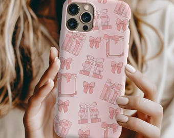 Coquette Pink Bow Aesthetic iPhone 15 pro max case, bookish phone case, book lover iPhone case, booktok aesthetic iPhone 14 13 12 11, Preppy
