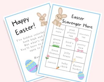 Easter Bunny Letter for Kids Instant Printable, Easter Scavenger Hunt Kid Printable, Preschool Easter Sunday Game, Easter Egg Hunt, Blue