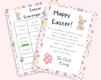 Printable Easter Bunny Letter for Kids Pink, Easter Scavenger Hunt Kid Activity, Toddler, Preschool Easter Sunday Game, Easter Egg Hunt