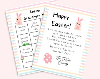 Lettera stampabile del coniglietto di Pasqua per bambini a strisce, attività per bambini di caccia al tesoro di Pasqua, bambino piccolo, gioco della domenica di Pasqua in età prescolare, caccia alle uova di Pasqua