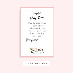May Day Letter for Kids Printable 2 x 3.5 Cards, May Day Flowers Note, Spring Activity for Preschool, Printable Preschool, Instant download