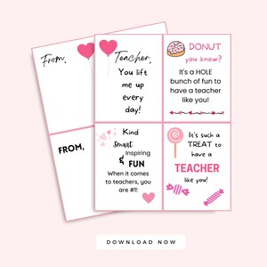 Rosa Valentinstag Karte für Lehrer, druckbare Valentinskarte für Lehrer, 4 einzigartige Valentinstag Kartendesigns für Lehrer, druckbare Valentinstag Karte