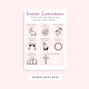 Printable Easter countdown for kids, Good Friday activity for toddlers, Easter coloring page for preschool, Palm Sunday craft, Easter craft