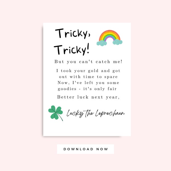 Leprechaun Letter for Kids Printable, Leprechaun Trap, Saint Patrick's Day Kid Activity, Printable Preschool, Instant download