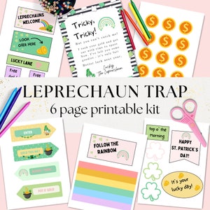 Leprechaun Trap Printable Kit, Leprechaun Letter for Kids Printable, Saint Patrick&#39;s Day Kid Activity, Printable Preschool, Instant download