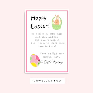 Carta simple del conejito de Pascua para niños imprimible, tarjeta multicolor del conejito de Pascua para niños pequeños, actividad para niños de Pascua, tarjeta preescolar imprimible