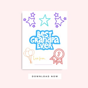 Father&#39;s Day Grandpa Coloring Page color, Grandparent&#39;s Day Gift from Kids, Instant Download Grandpa Birthday Card, Preschool Coloring Sheet
