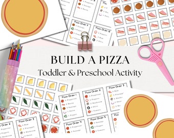 Toddler Pizza Activity, Printable Preschool Build a Pizza Craft, Instant Download Kid Activity, Scissor Skills, Counting, Pretend Play