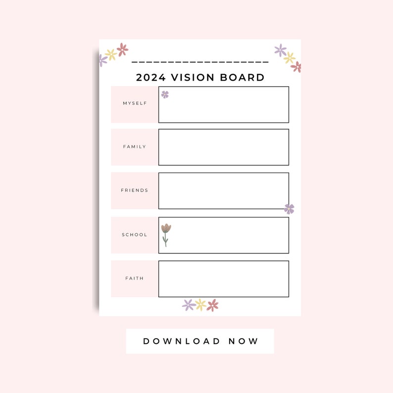 2024 Vision Board Printables for Kids New Years Coloring - Etsy
