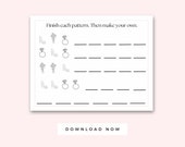 Wedding Printable Activity for Kids Pattern Worksheet, Instant download printable, Kid table preschool activity for wedding day reception