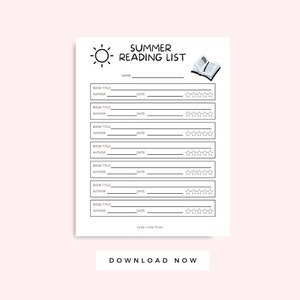 Sommer Leseliste für Kinder schwarz und weiß, einfache Sommer Buch Tracker, Sofort druckbare Leseaktivität Diagramm, Sommer Buch Log