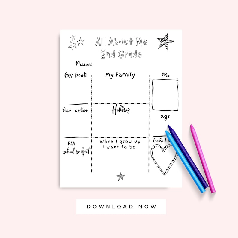 All About Me 2nd Grade Printable Worksheet, Second Grade Classroom All ...