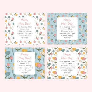Cartes imprimables Happy May 1er mai, 1er mai, étiquette-cadeau fleur 1er mai, étiquette cadeau florale, carte enseignant 1er mai, étiquette cadeau voisin 1er mai