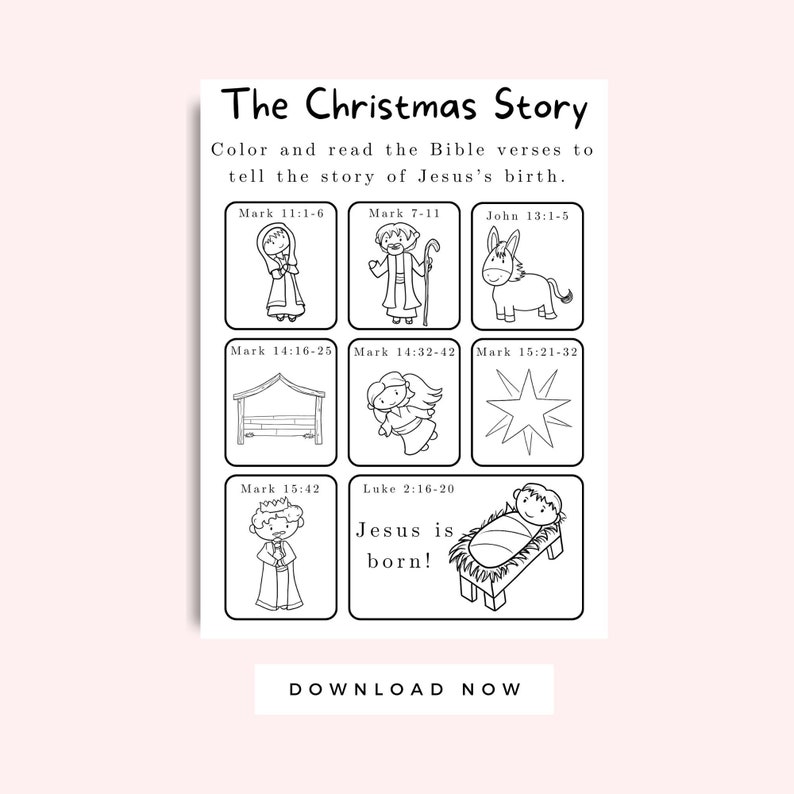 Christmas Nativity Coloring Sheet, Christmas Story Bible Verse Activity ...