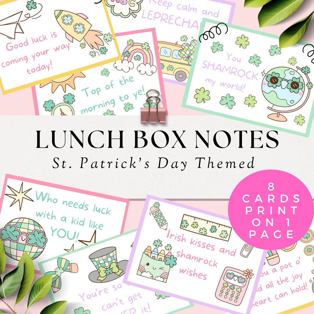 Saint Patrick's Day Lunch Box Notes for Kids, Printable St. Patrick's ...