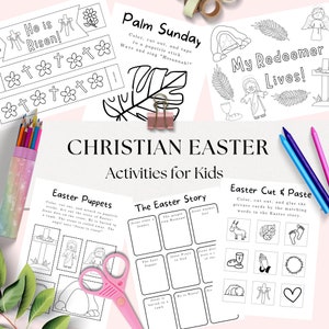 Christian Easter Crafts for Kids Printable, Religious Easter Toddler Preschool Activities, Palm Sunday, Good Friday, Lent Coloring pages