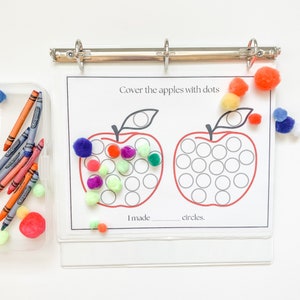 Apple Dot A Dot Page, September Busy Book, Printable Preschool Activity Sheet, Preschool Quiet Book, Instant download Preschool Worksheet