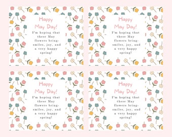 Happy May Day Printable Cards, May Day Notes, May Day Flower Gift Tag, Floral Gift Tag, Teacher May Day Card, Neighbor May Day Gift Tag