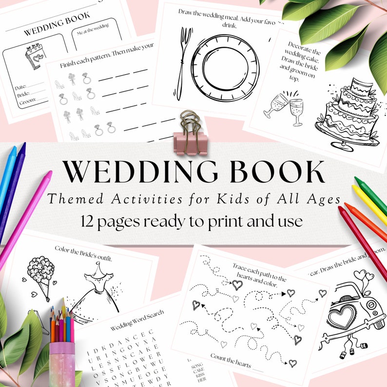 Wedding Activity Book for Kids, Wedding Kid Table Coloring Pages