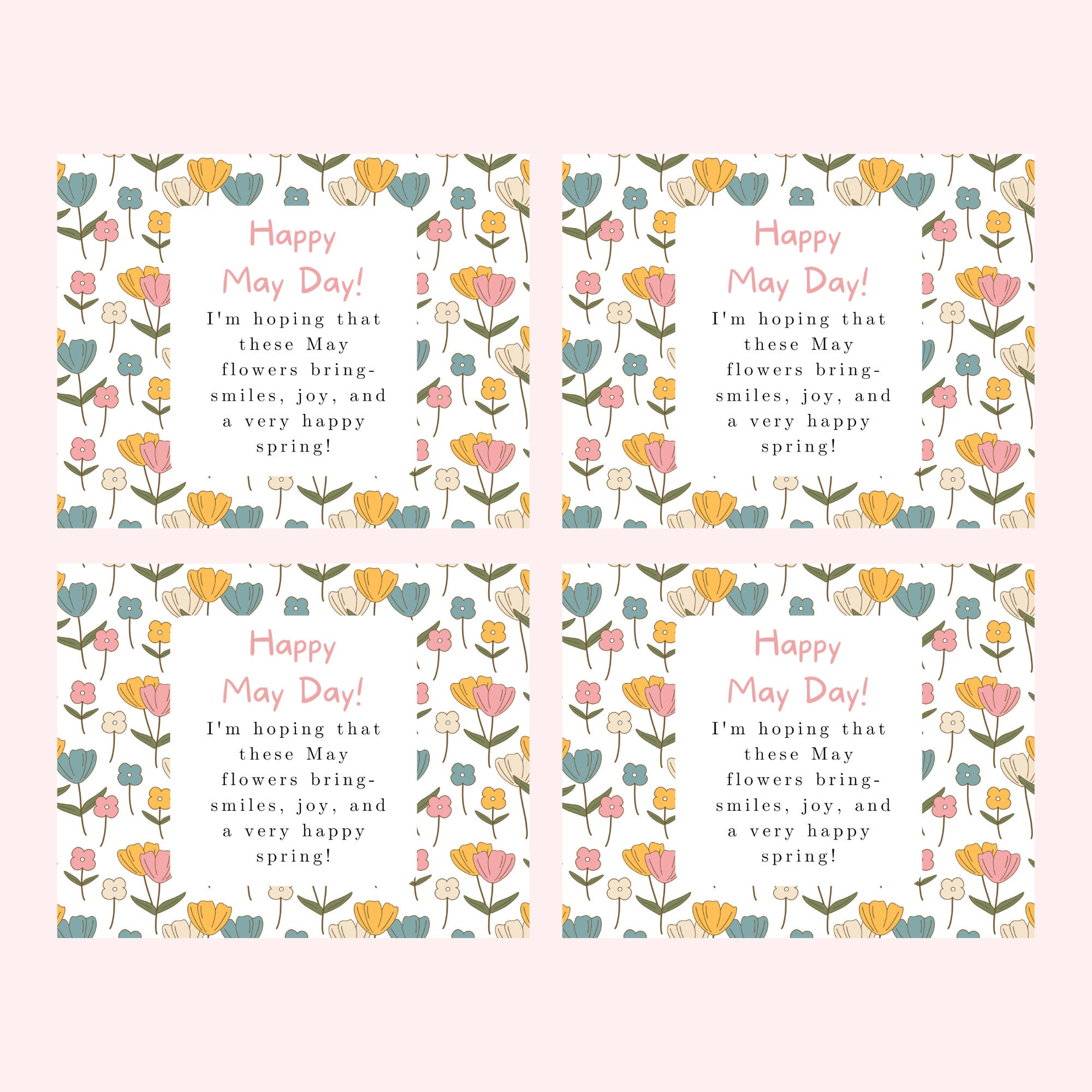 Happy May Day Printable Cards, May Day Notes, May Day Flower Gift Tag ...