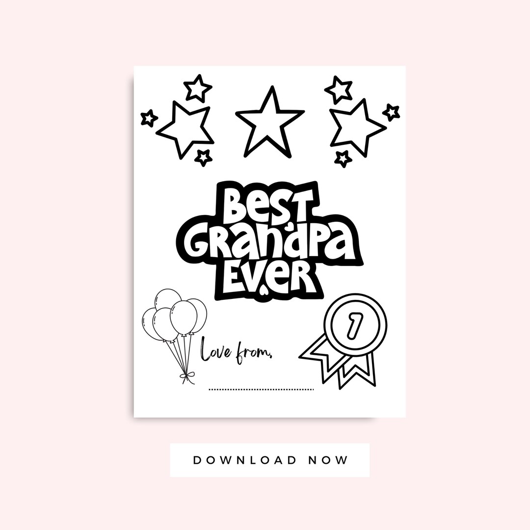 Father's Day Grandpa Coloring Page, Grandparent's Day Gift From Kids