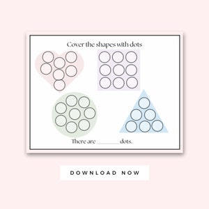 Shapes Dot A Dot Worksheet, Preschool Busy Book, Printable Preschool Activity Sheet, Preschool Quiet Book, Instant download PreK Worksheet