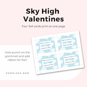 Hemelhoge afdrukbare valentijnskaarten voor kinderen, instant download Valentijnsdagkaarten, valentijnskaarten klaslokaal voor school, parachute