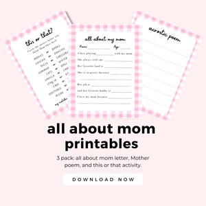 Carta de dia das mães das crianças, presente para impressão do cartão de aniversário da mãe, tudo sobre a mãe, nota de entrevista pré-escolar, atividade infantil, este ou aquele jogo