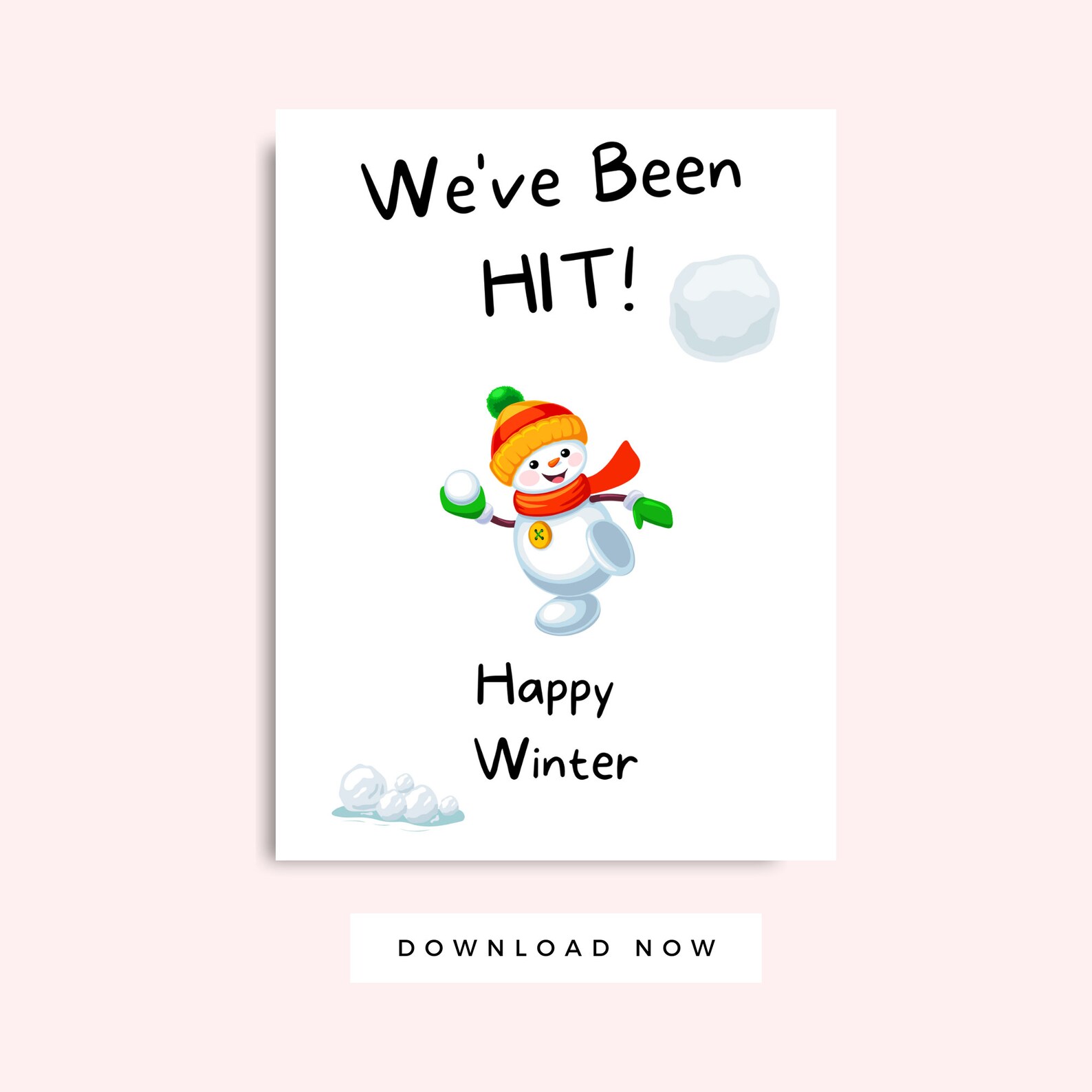 You've Been Hit Printable Letter, Printable Snowball Fight Winter ...