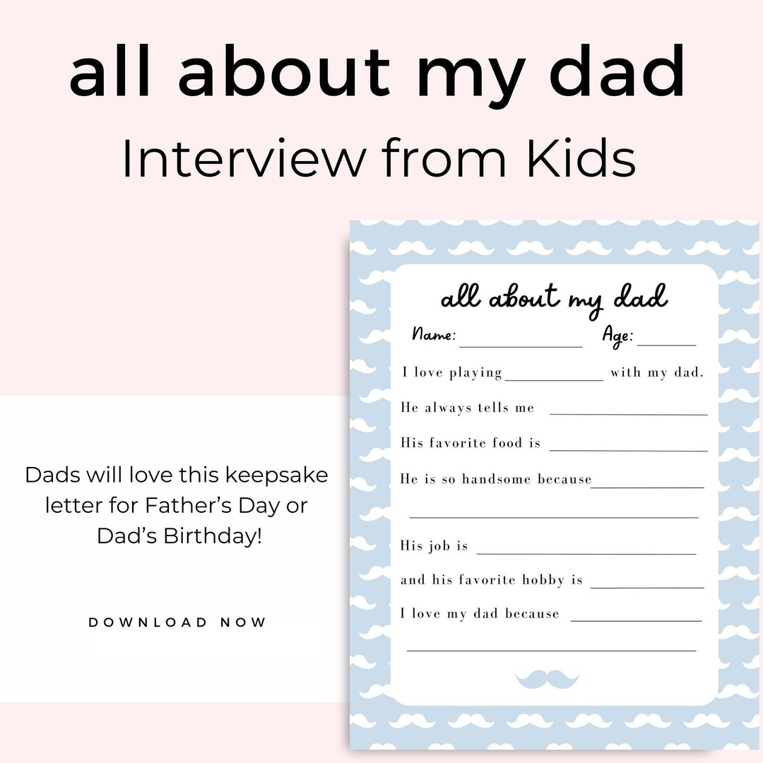 All About My Dad Preschool Interview Letter, Father's Day Letter From ...