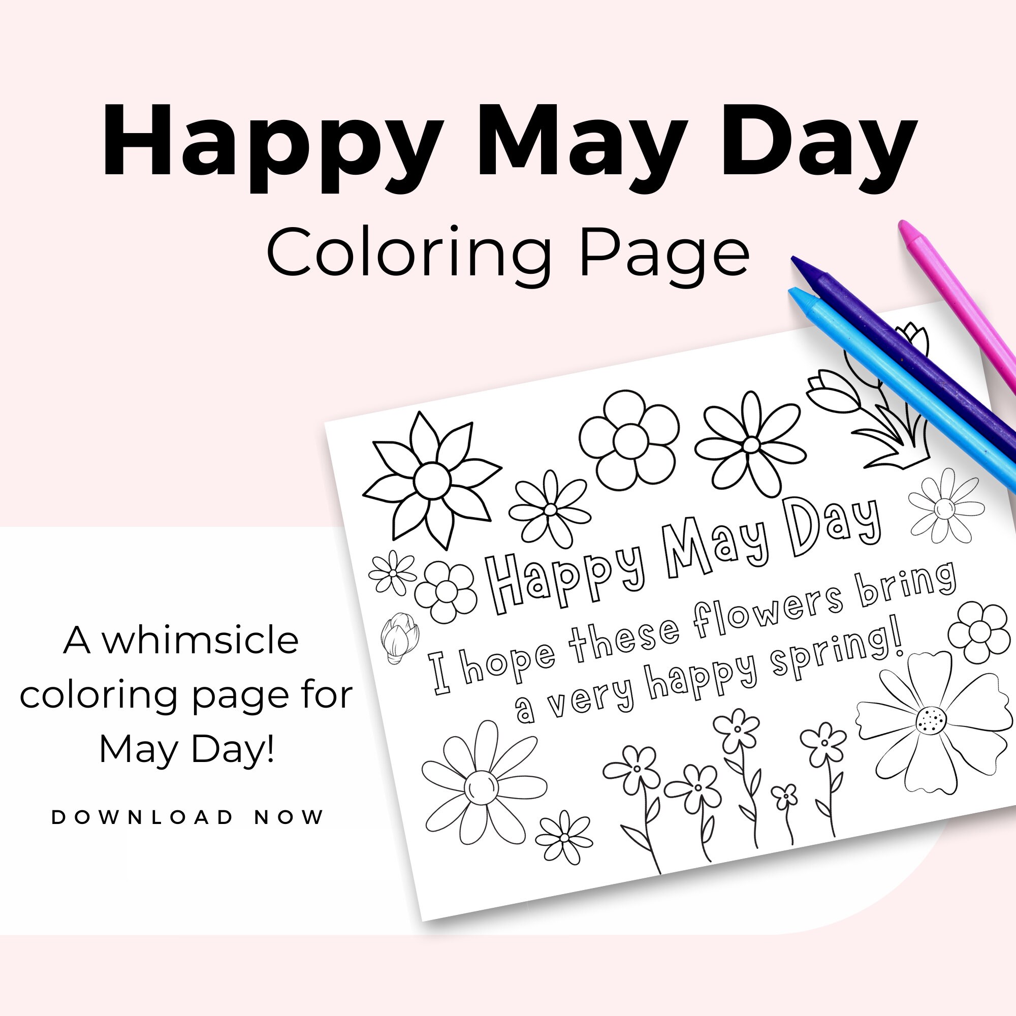 Happy May Day Coloring Page for Kids Printable, Toddler May Day ...