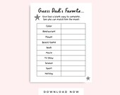 Guess Dad's Favorite Father's Day Family Activity, Black and White instant download, Kid Activity Printable Game, Dad Birthday Game