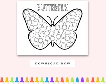 Spring Dot Marker Activity, 1 Pagina Butterfly Do a Dot, Spring Printable for Kids, Preschool dot sticker Activity, Peuter Printable Activity