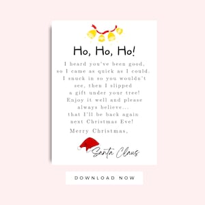 Carta de Papai Noel para crianças para impressão, cartão para impressão do Papai Noel para crianças no Natal, etiqueta de presente de Papai Noel de Natal, cartão de Papai Noel, nota de chapéu de Papai Noel