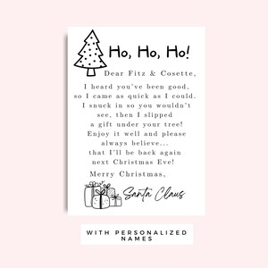 Carta de Papá Noel para niños imprimible, Tarjeta de Papá Noel para niños en Navidad, Etiqueta de regalo de Papá Noel de Navidad, Tarjeta de Papá Noel personalizada en blanco y negro