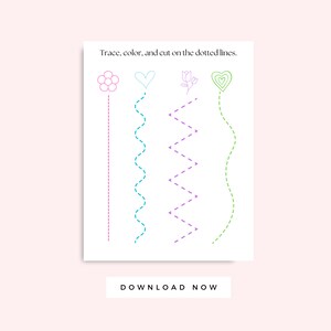 Cutting Activities for Preschool Printables, Scissor Skills Worksheet, Tracing and Cutting Practice Page for Kids, Fine Motor Skills