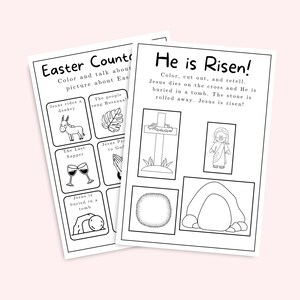 Holy Week Easter Activity for Toddlers black and white, Religious Easter Preschool Craft, Christian Easter printable coloring page for kids