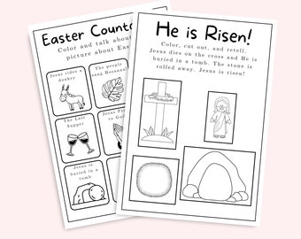 Holy Week Easter Activity for Toddlers black and white, Religious Easter Preschool Craft, Christian Easter printable coloring page for kids