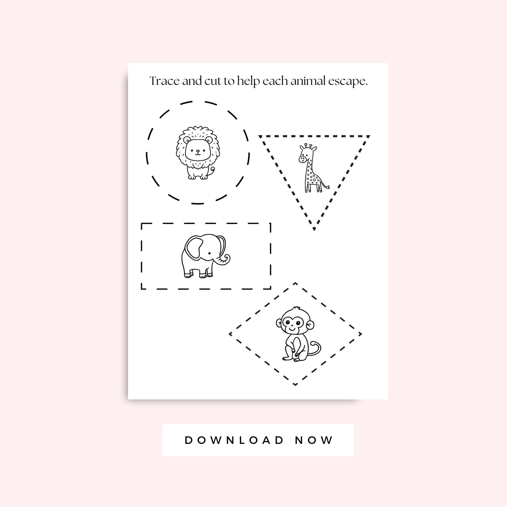 Preschool Scissor Skills Printable Worksheets Black and White - Etsy