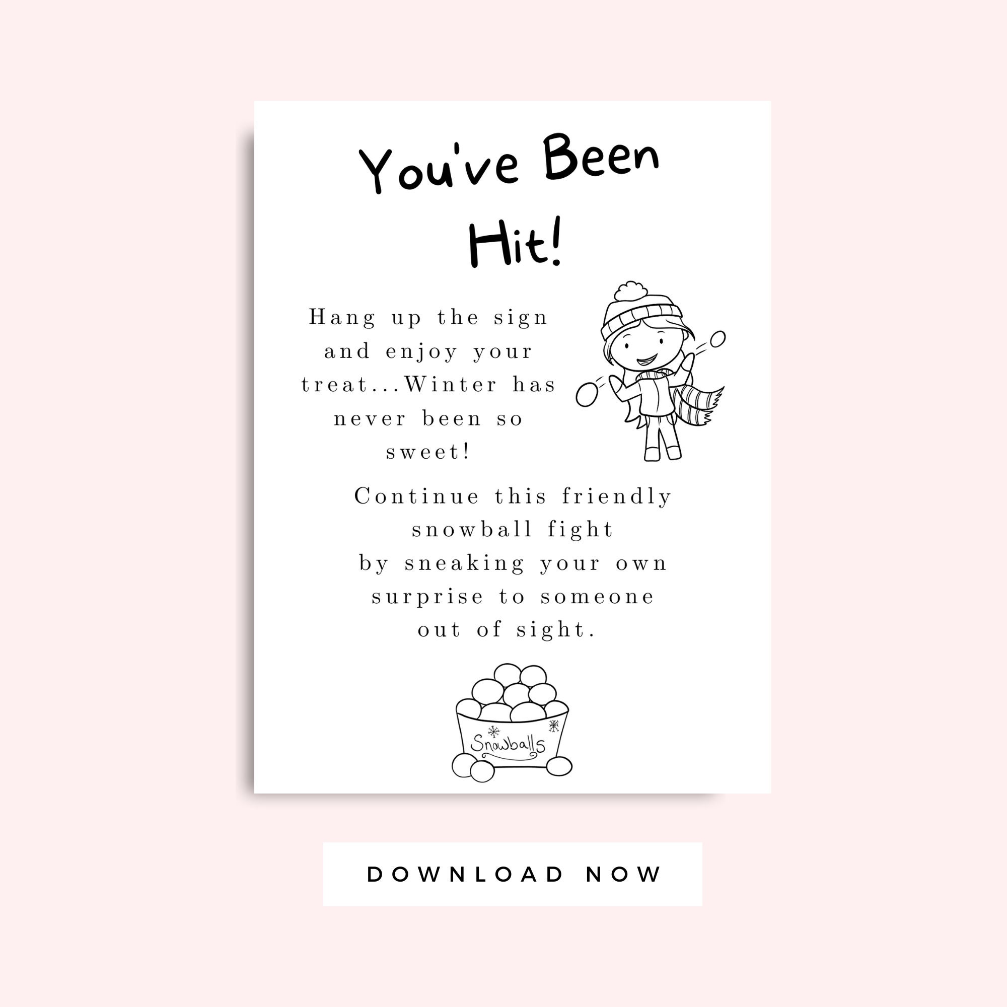 You've Been Hit Printable Letter, Printable Snowball Fight Winter ...