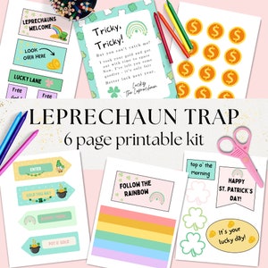 Leprechaun Trap Printable Kit, Leprechaun Letter for Kids Printable, Saint Patrick&#39;s Day Kid Activity, Printable Preschool, Instant download