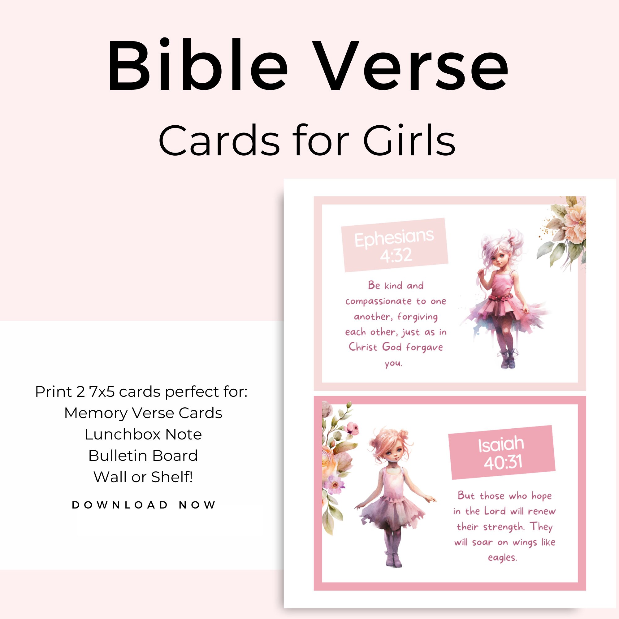 Printable Bible Verse Cards for Girls, Ballet Dance Wall Art, Scripture ...