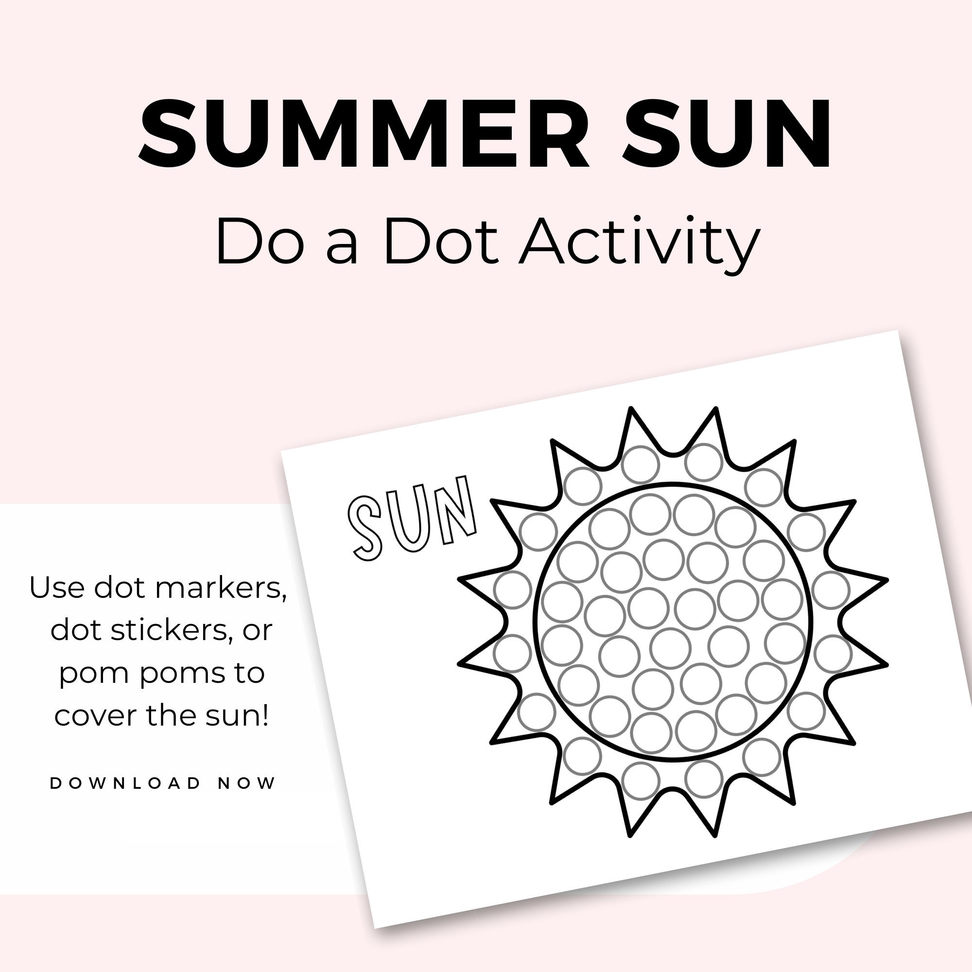Sun Dot Marker Activity, Do a Dot Printables for Kids, Preschool Summer ...