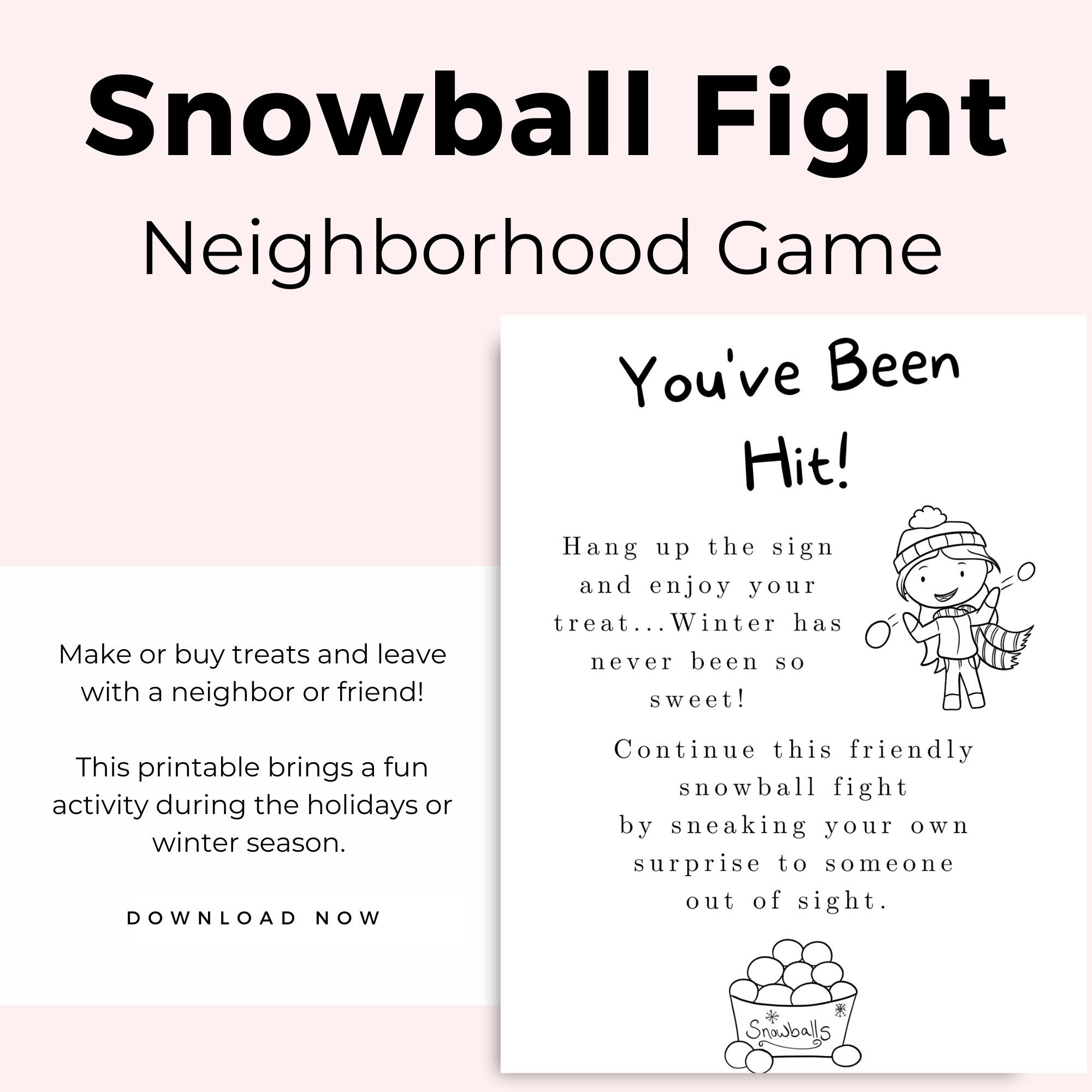 You've Been Hit Printable Letter, Printable Snowball Fight Winter ...