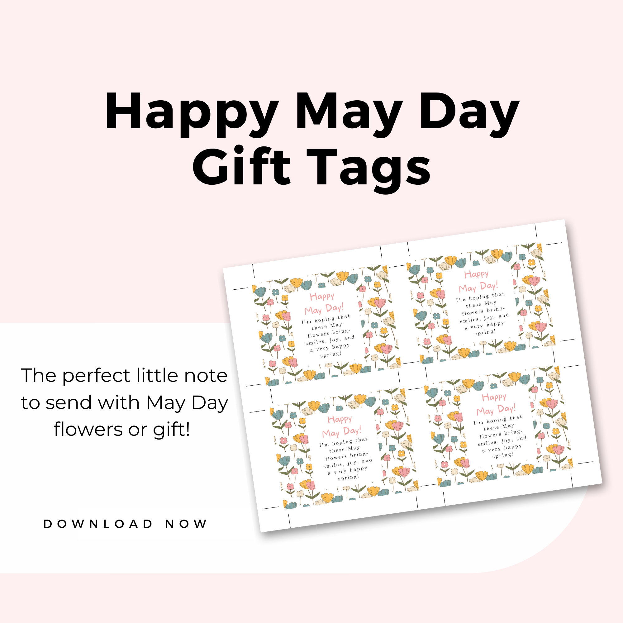 Happy May Day Printable Cards, May Day Notes, May Day Flower Gift Tag ...